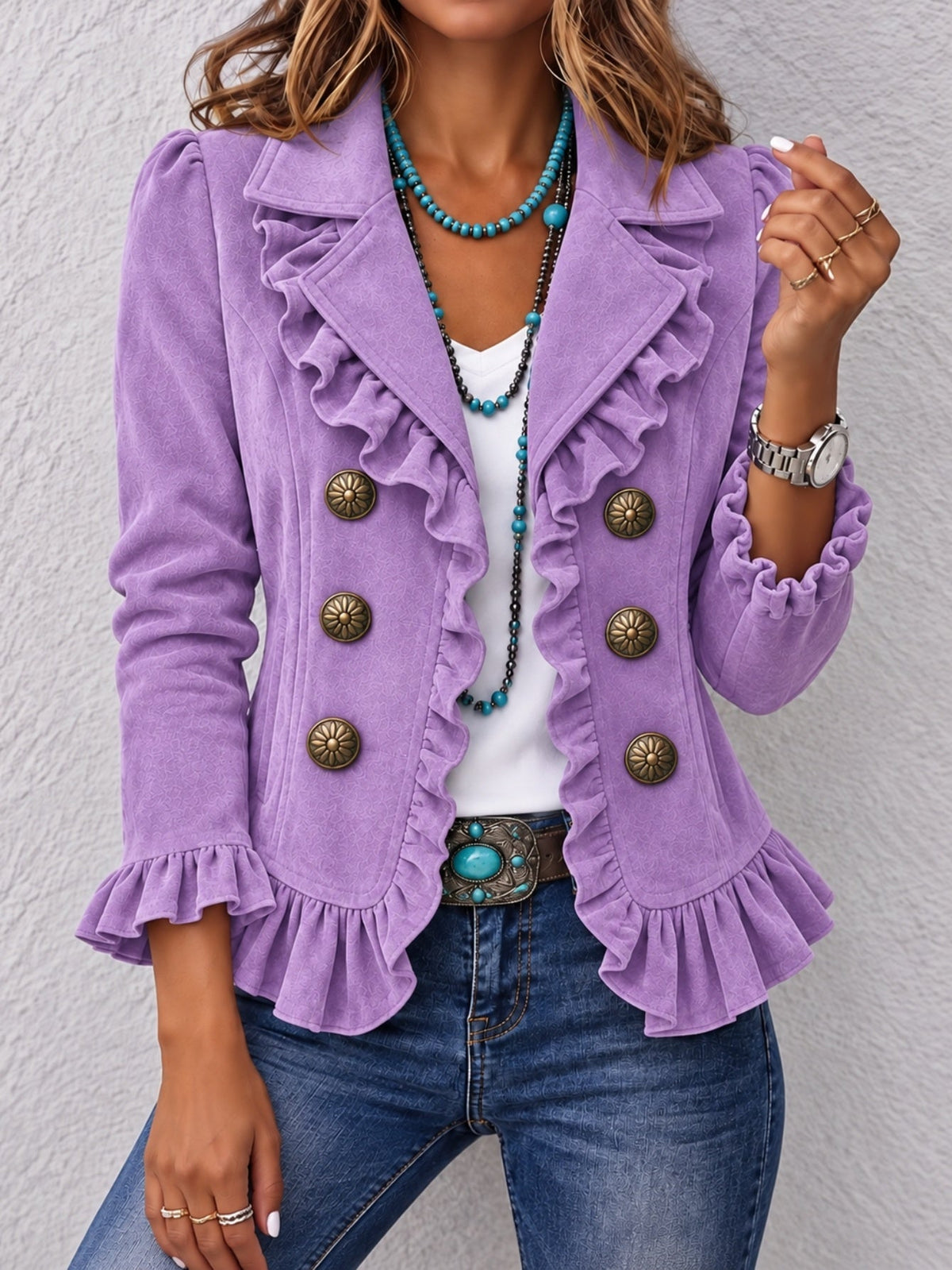 Women's Buttoned Long-Sleeve Cardigan Jacket