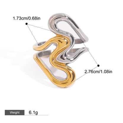18K gold geometric line design exquisite personality ring