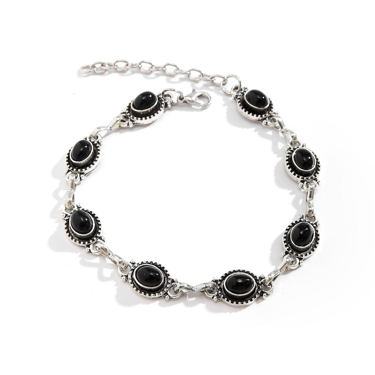 Retro ethnic style metal alloy turquoise anklet