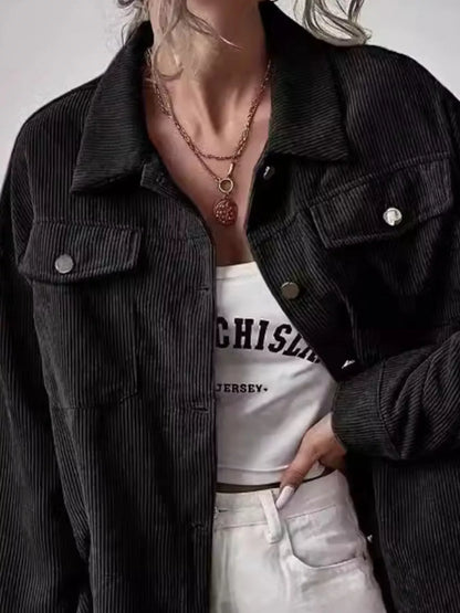 Casual Corduroy Button-Up Shacket