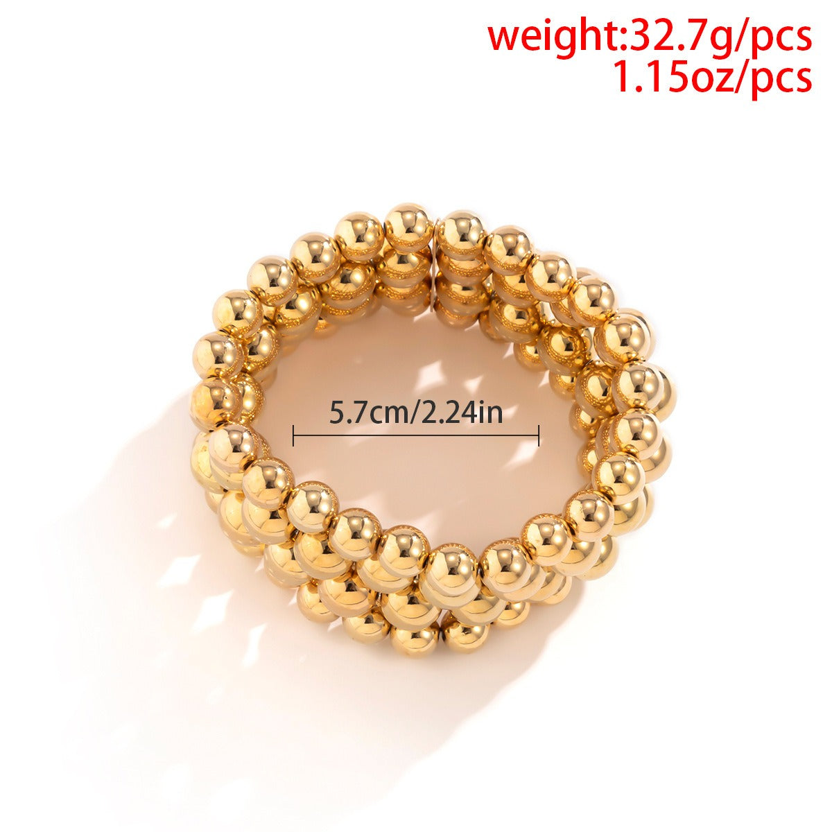 18k gold punk style exaggerated round bead chain bracelet