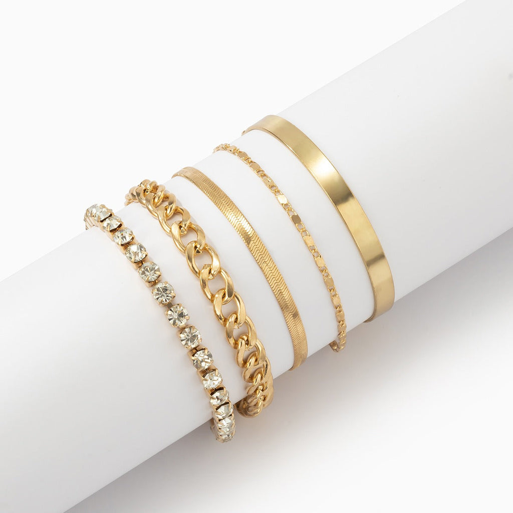 18k gold retro trend snake bone chain diamond bracelet