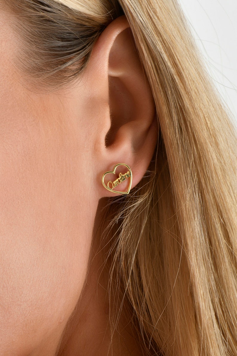 Custom Engraved Script Name Stud Earrings
