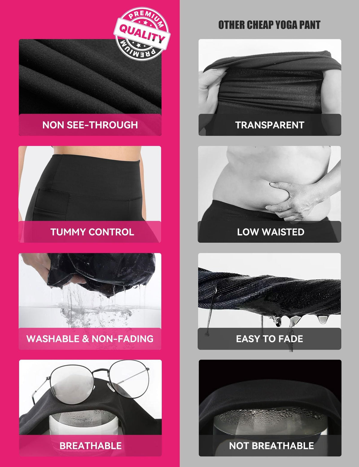 Cropped High-Waisted Yoga Pants with Diagonal Pockets