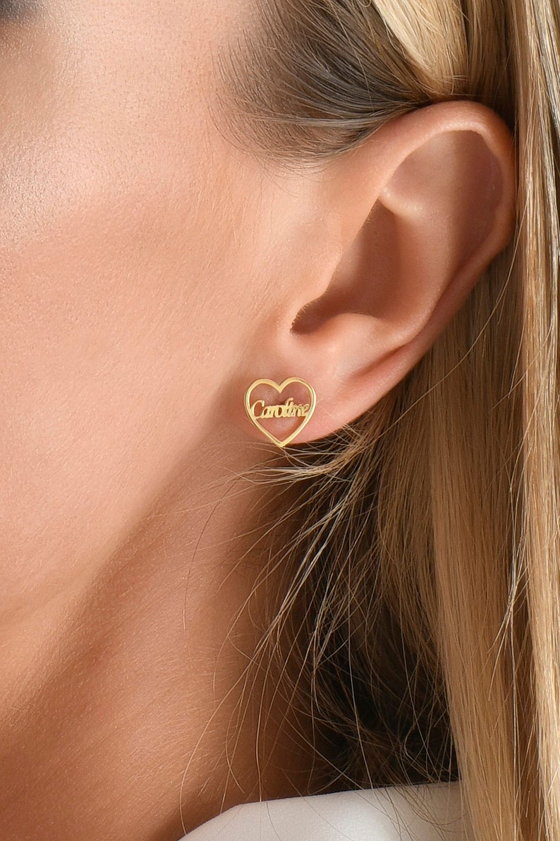 Custom Engraved Script Name Stud Earrings