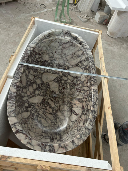 Calacatta Viola Marble Bathtub - Hand Carved Luxury 32x60x20