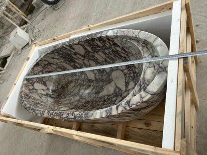 Calacatta Viola Marble Bathtub - Hand Carved Luxury 32x60x20