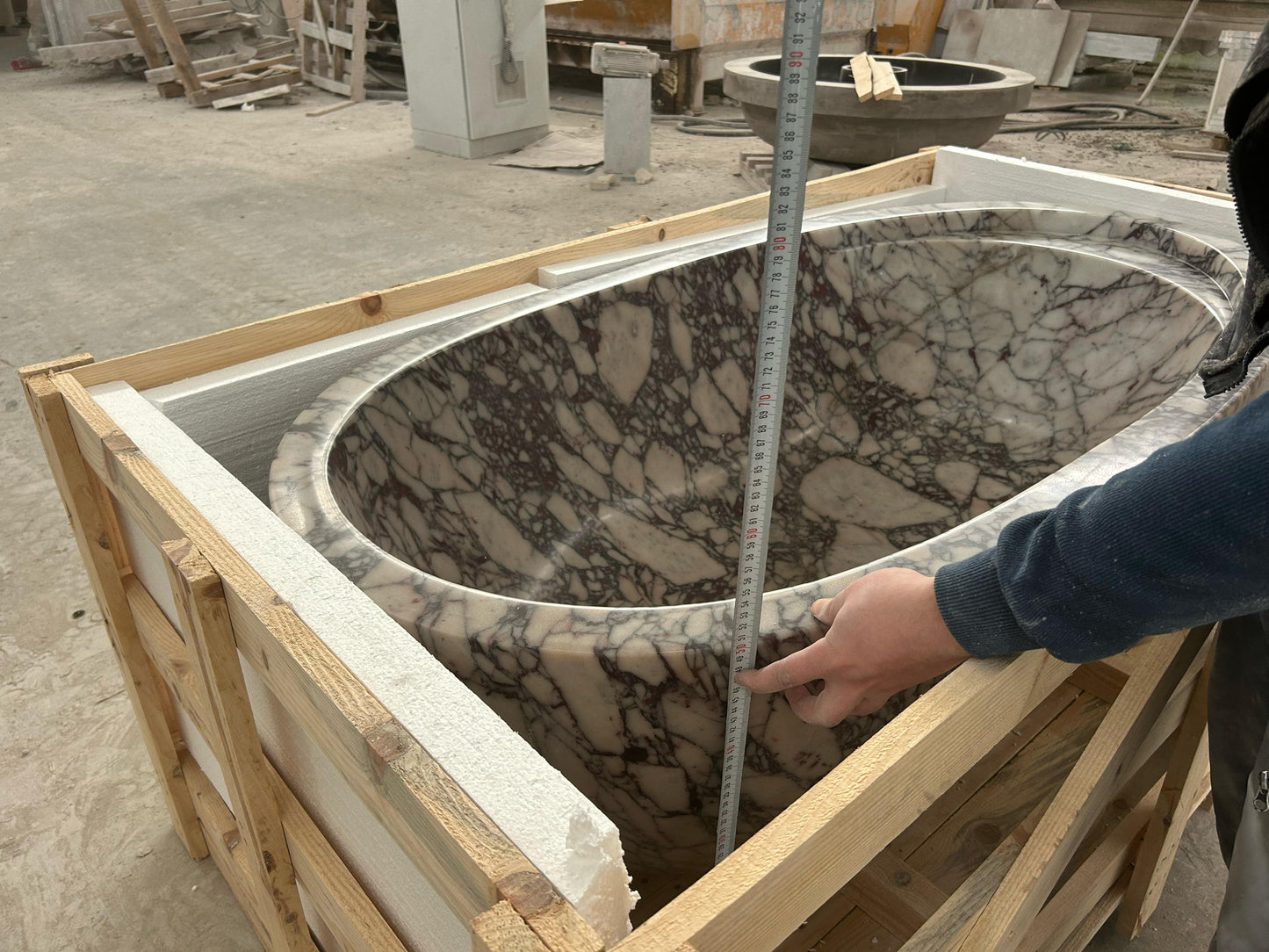Calacatta Viola Marble Bathtub - Hand Carved Luxury 32x60x20