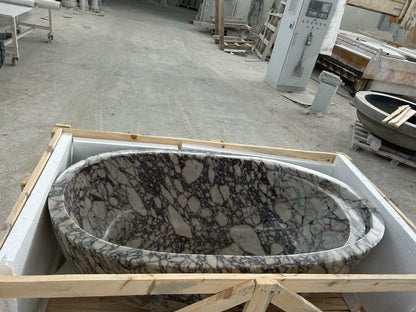 Calacatta Viola Marble Bathtub - Hand Carved Luxury 32x60x20