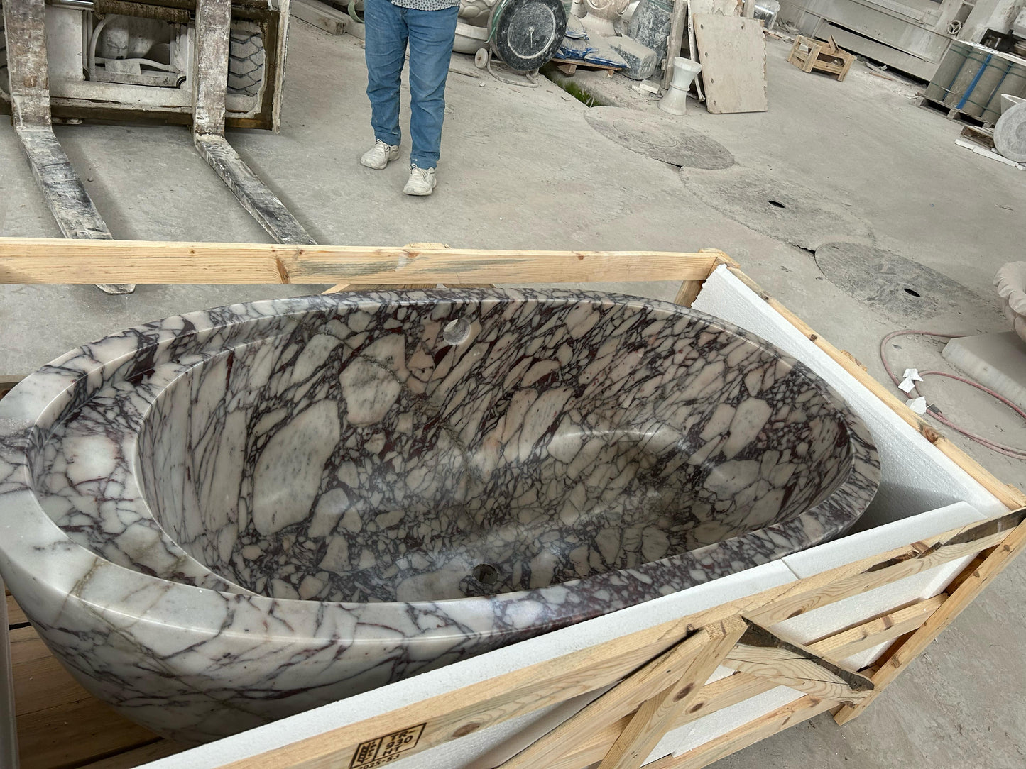 Calacatta Viola Marble Bathtub - Hand Carved Luxury 32x60x20