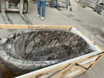 Calacatta Viola Marble Bathtub - Hand Carved Luxury 32x60x20