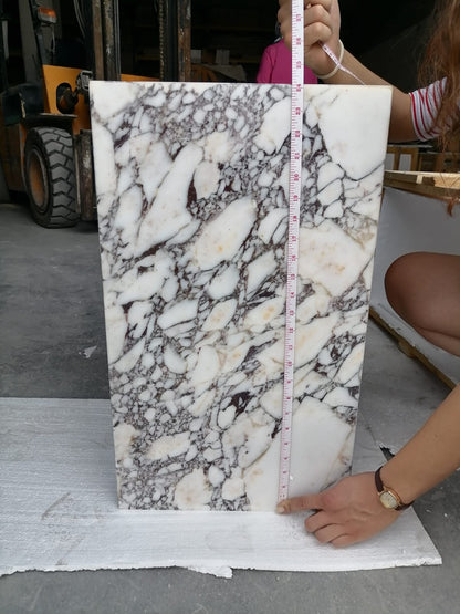 Calacatta Viola Marble Cube Design End Table - Polished 14x14x24
