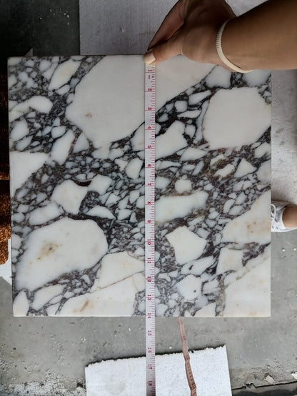 Calacatta Viola Marble Cube Design End Table - Polished 14x14x24