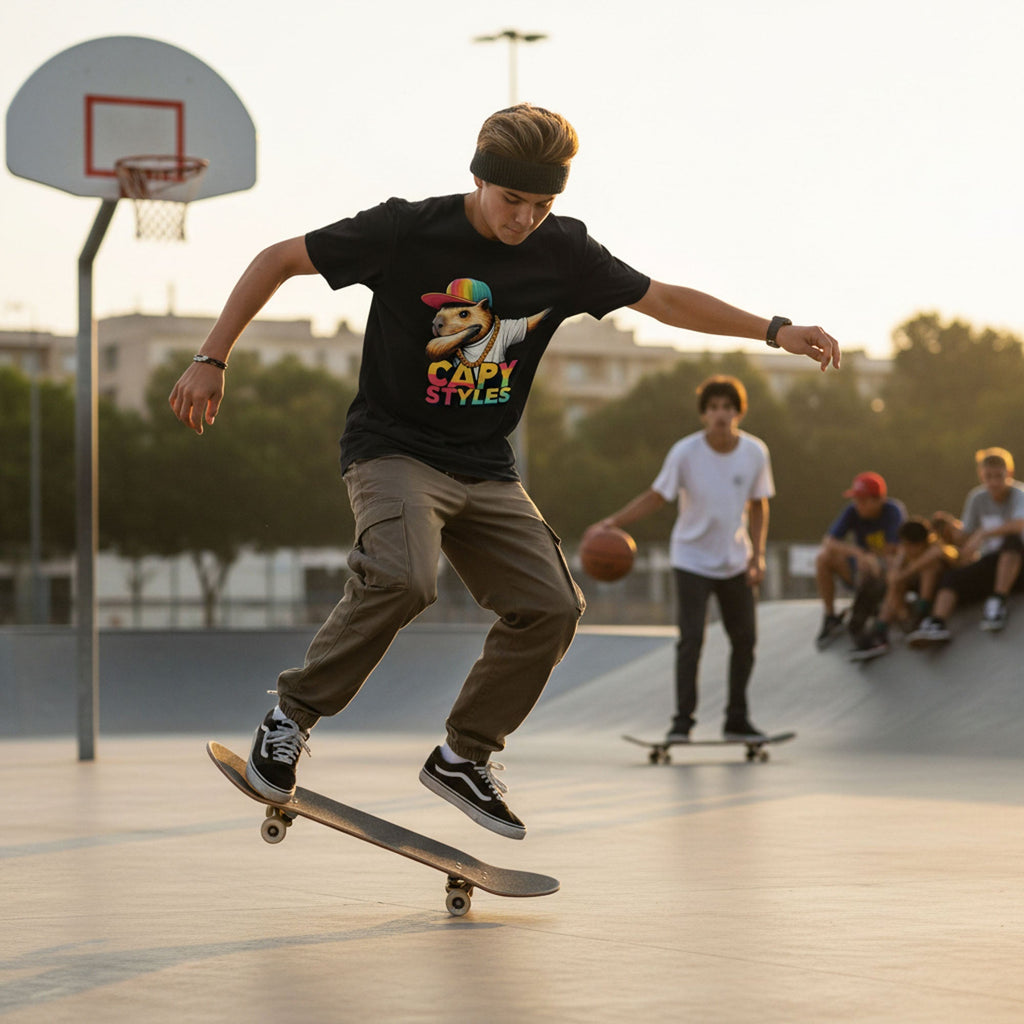 Capybara Graphic T Shirt Capy Styles Streetwear Skating Casual Tee