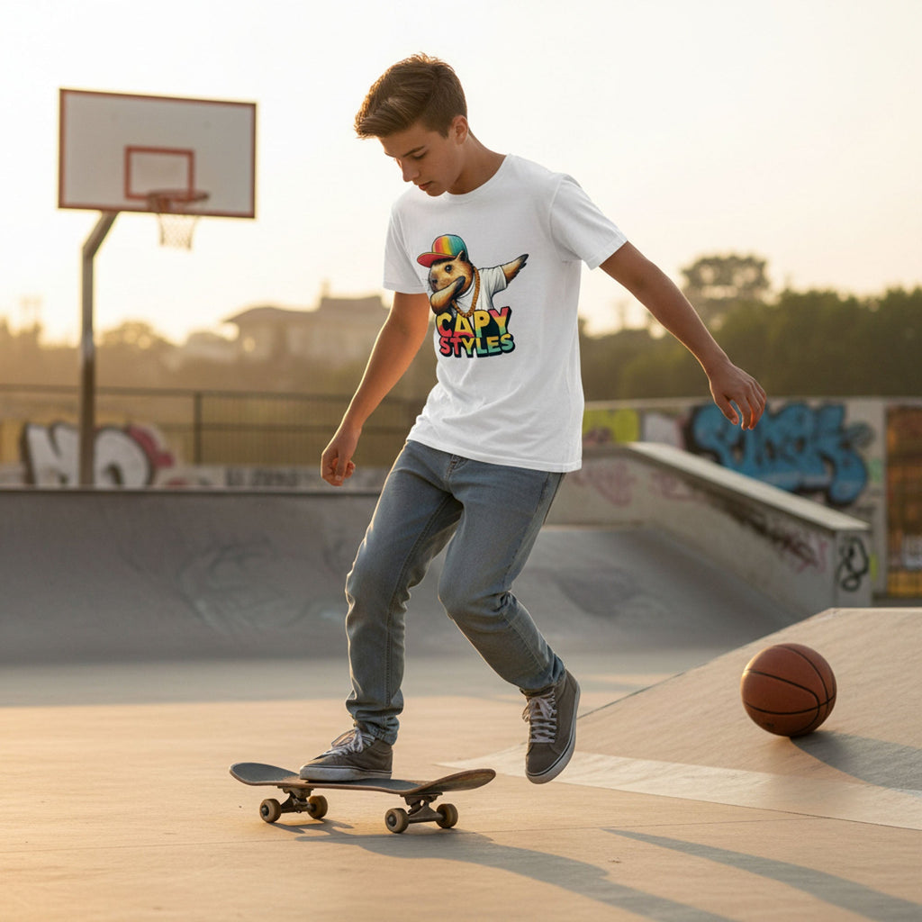 Capybara Graphic T Shirt Capy Styles Streetwear Skating Casual Tee