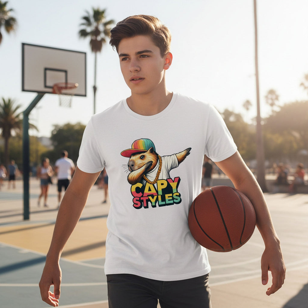 Capybara Graphic T Shirt Capy Styles Streetwear Skating Casual Tee