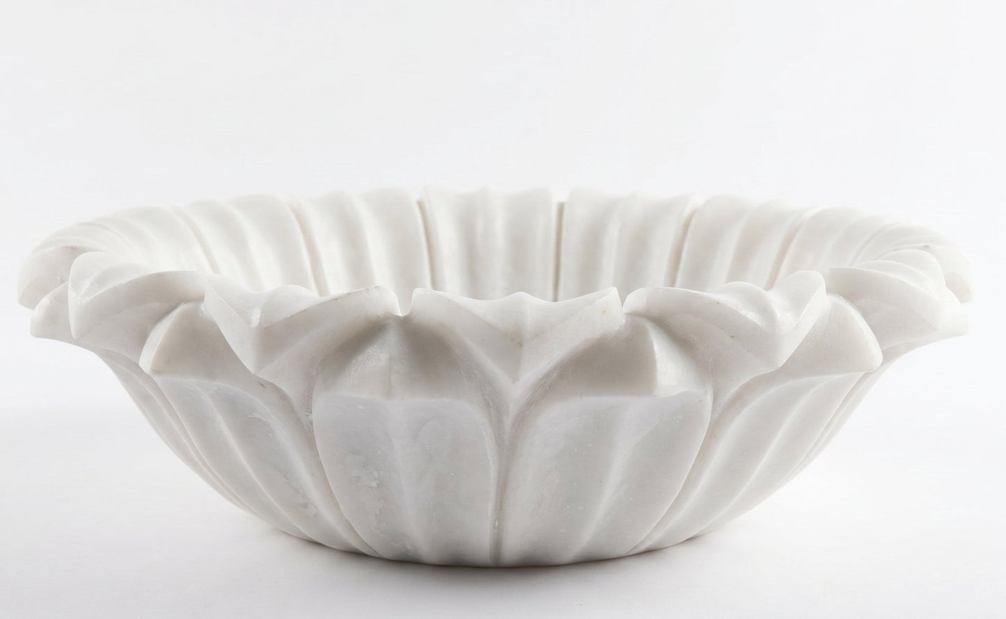 Carrara White Marble Flower Shaped Sink - Polished 18 Diameter
