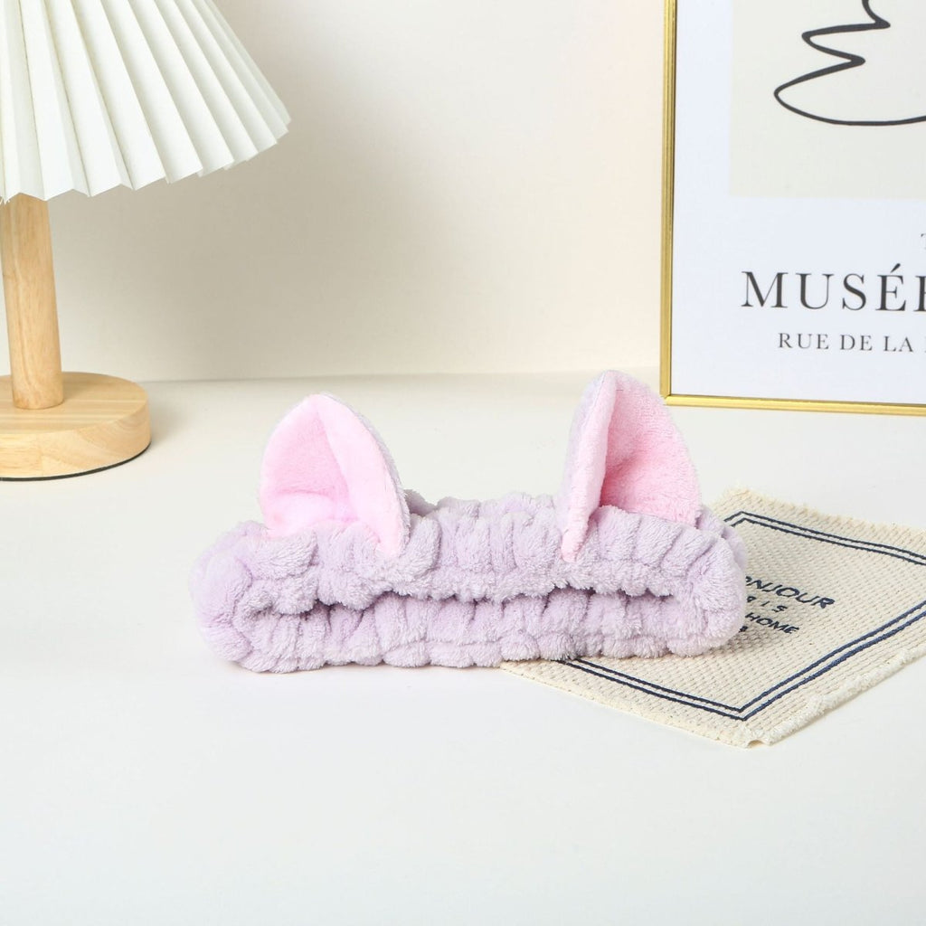 Cute Cat Ears Headband – Soft Hair Wrap for Makeup Routine