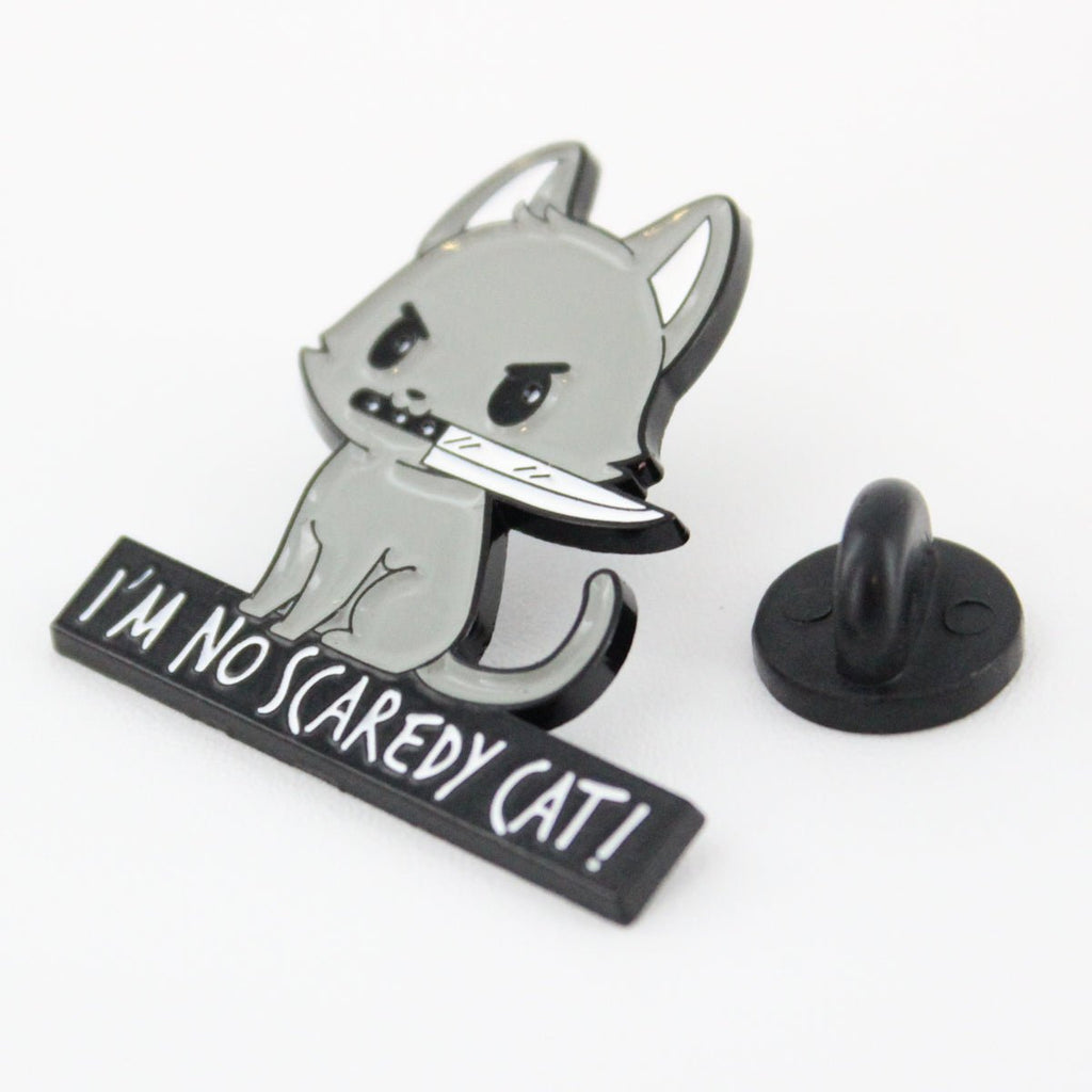 Cat Knife Enamel Pin – Bold Kitty Design for Bags and Jackets
