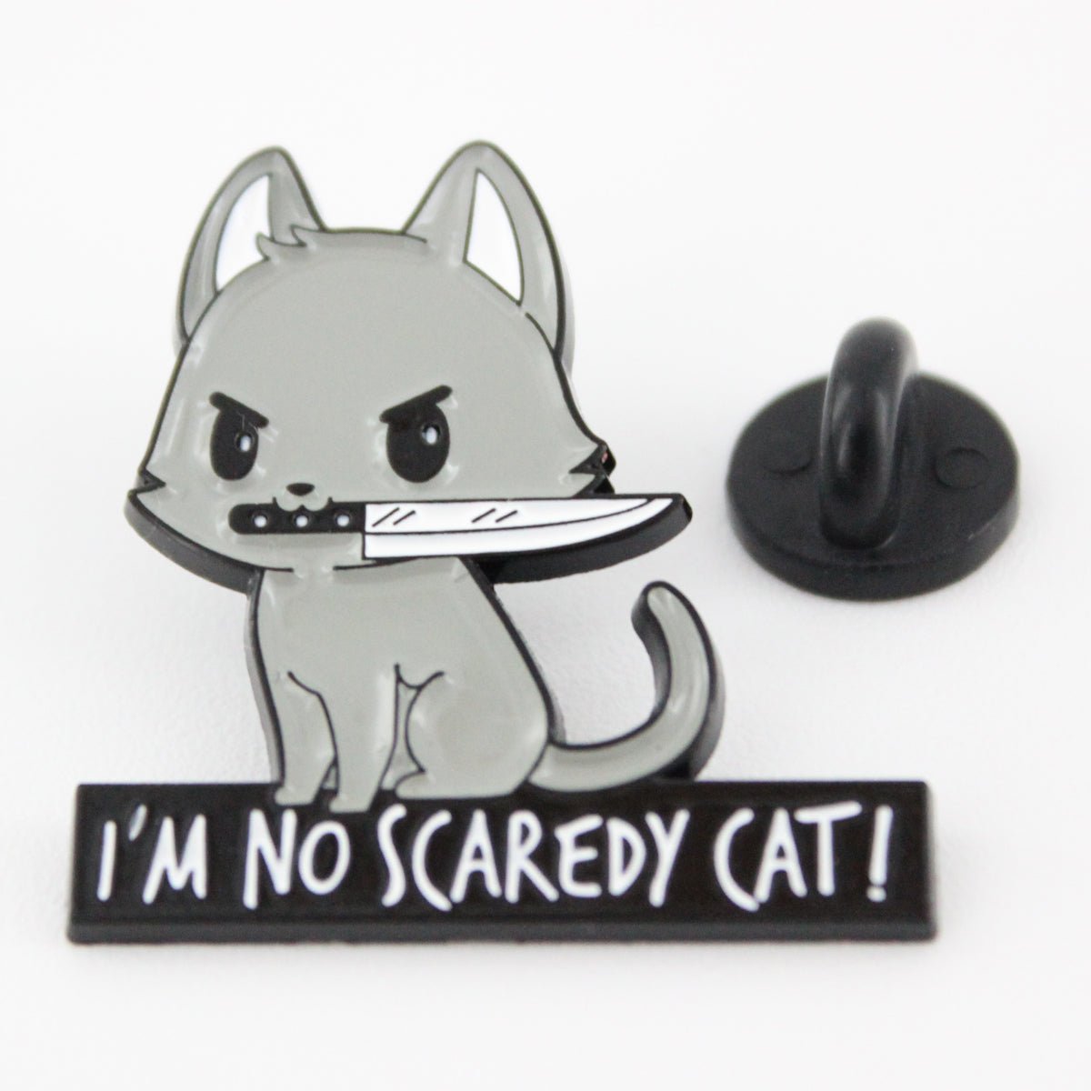 Cat Knife Enamel Pin – Bold Kitty Design for Bags and Jackets
