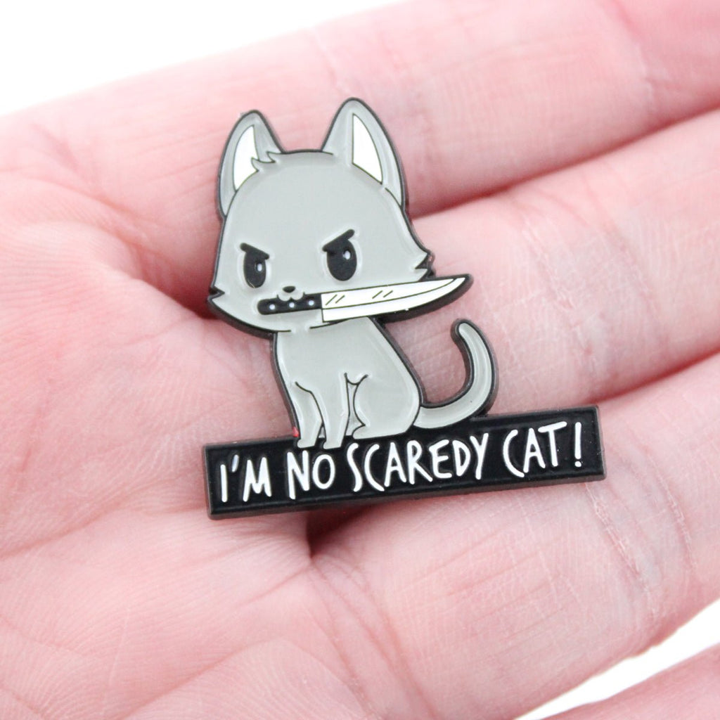 Cat Knife Enamel Pin – Bold Kitty Design for Bags and Jackets