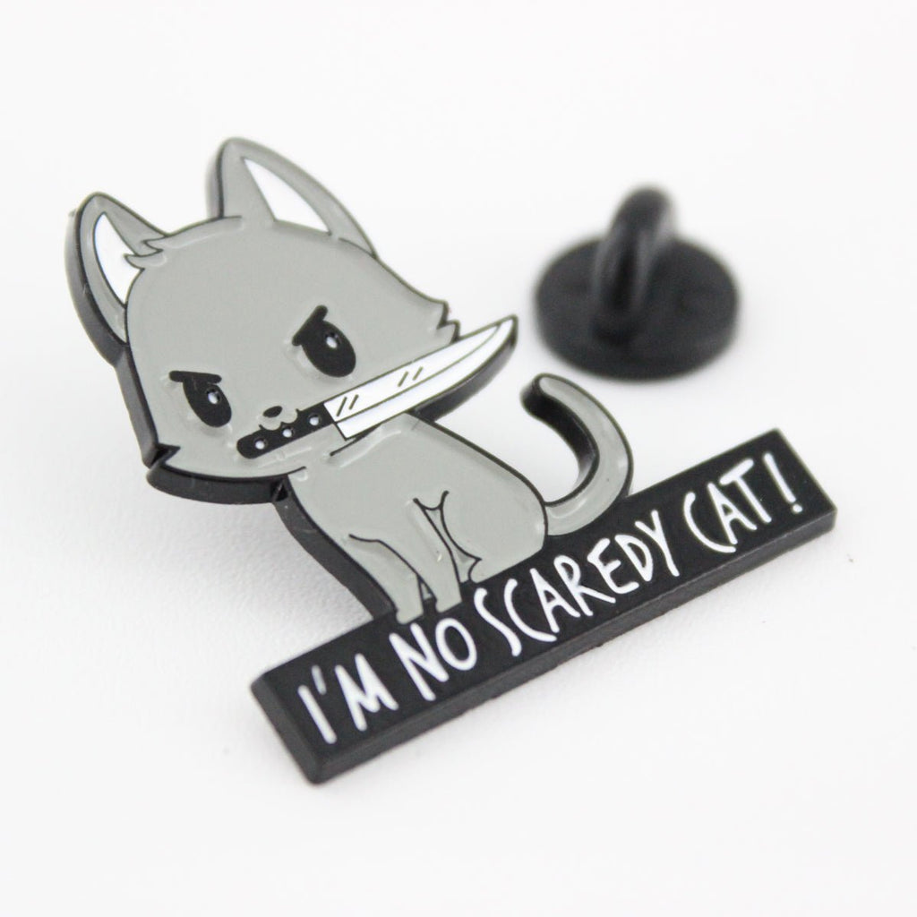 Cat Knife Enamel Pin – Bold Kitty Design for Bags and Jackets