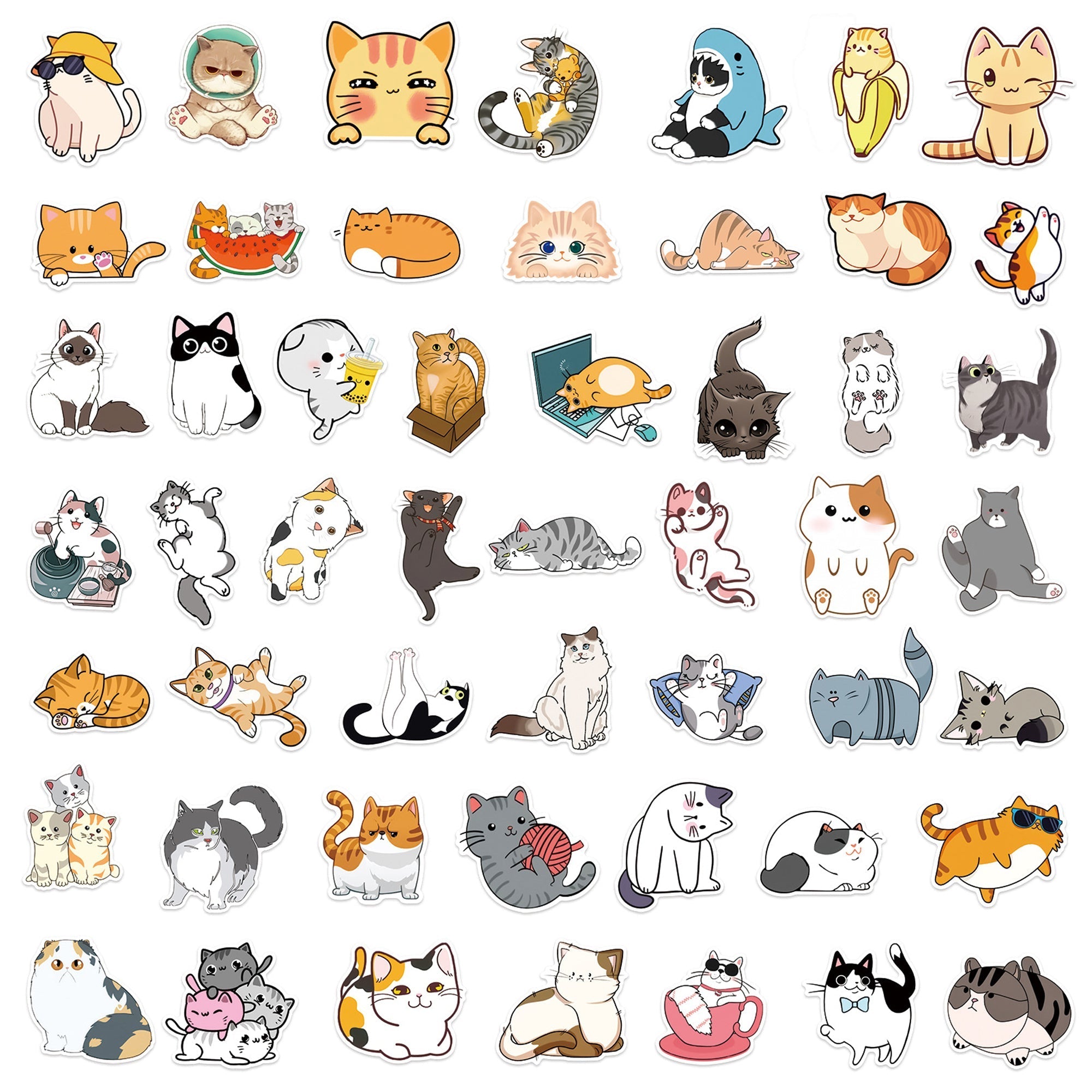 Cat Stickers – 50 Waterproof Vinyl Decals for All Surfaces