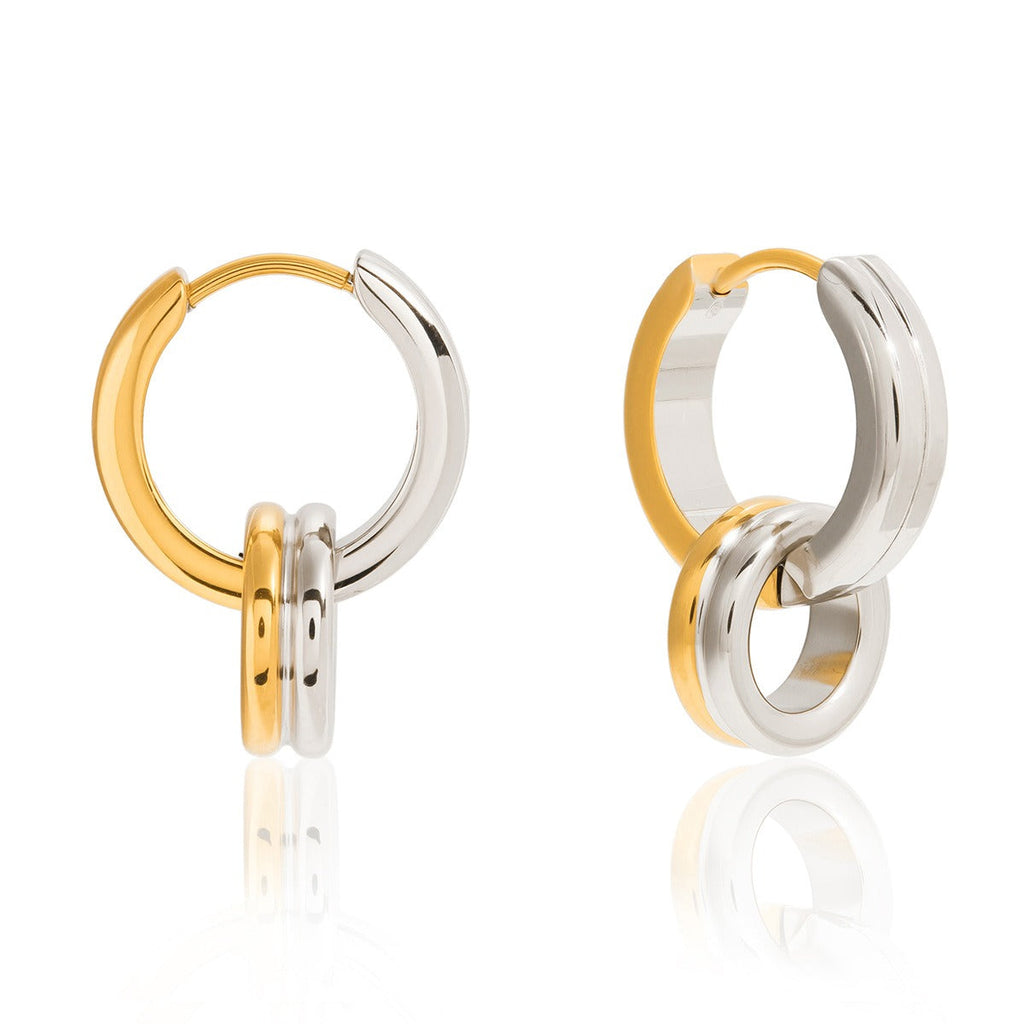 18K gold lightweight luxury double crossover hoop earrings