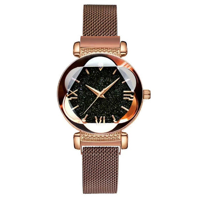Magnetic-steel Starry Sky Roman-style Women's Watch With Versatile Milanese Strap