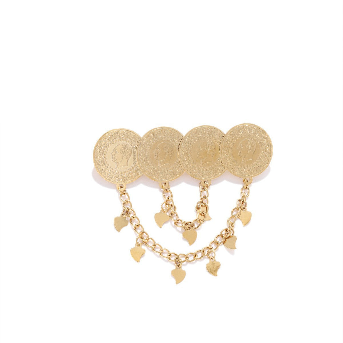 Vintage Coin Tassel Brooch Pin