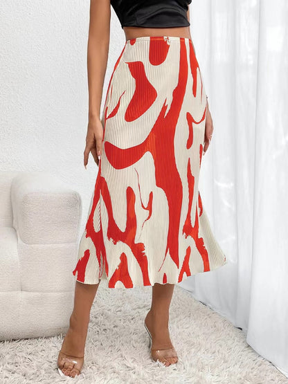 Women's Zebra Print Pleated Skirt – Irregular Hem & Side Slit