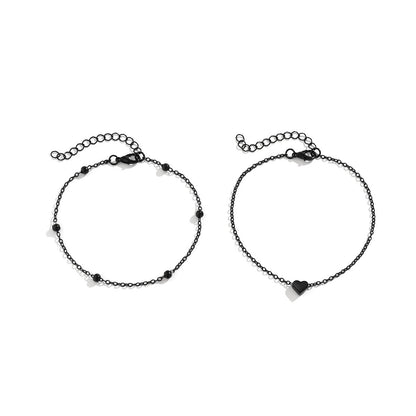 Light luxury fashion imitation pearl heart anklet