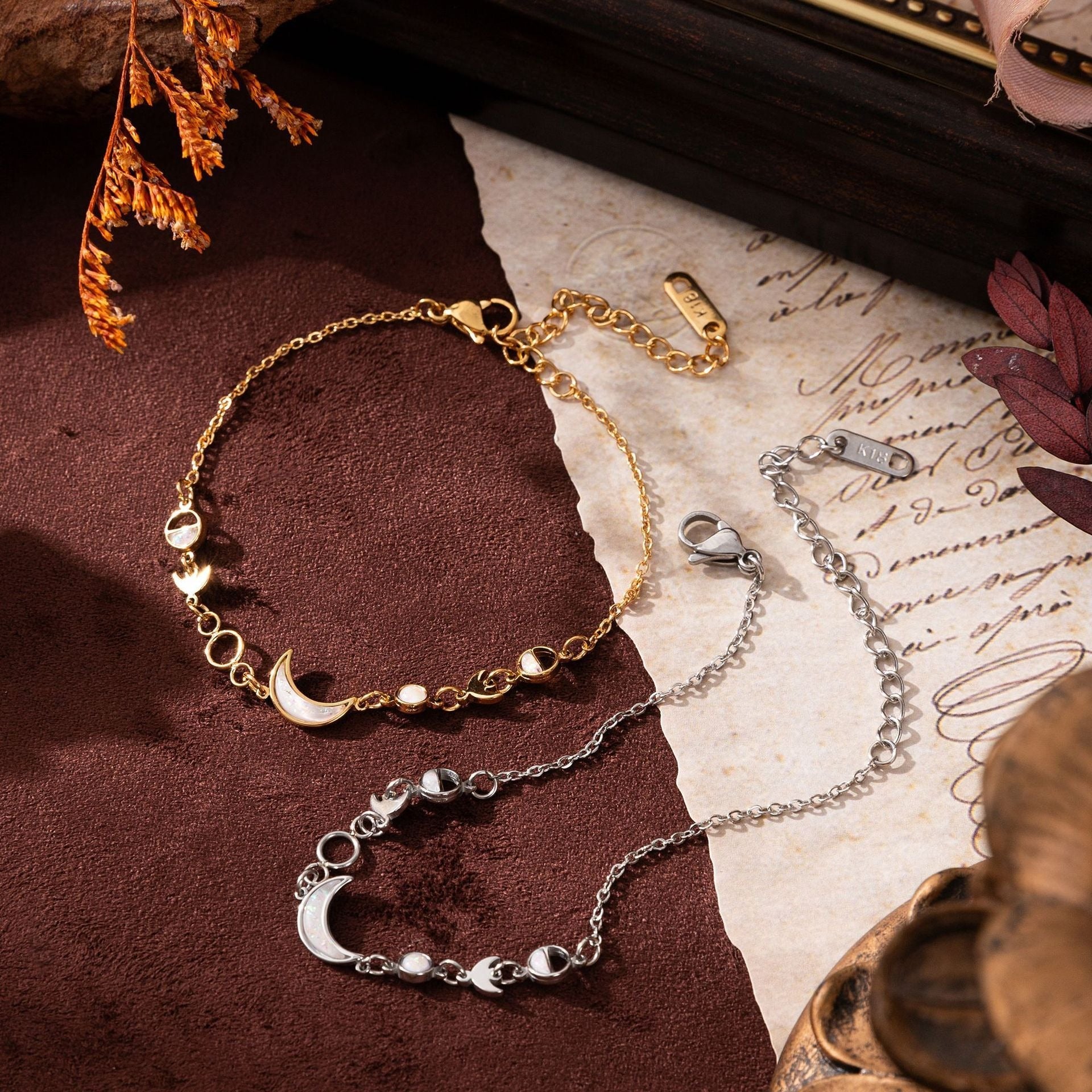 18k gold moon crescent gold-plated silver bracelet