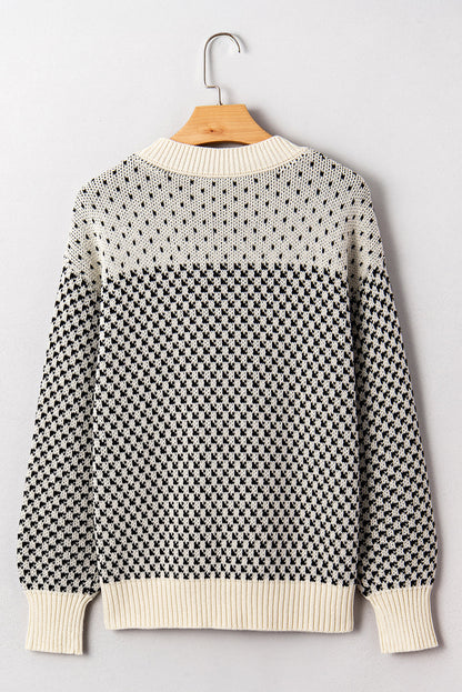 Black Colorblock Bishop Sleeve Knit Sweater