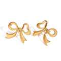 18k gold bow design exquisite and noble earrings