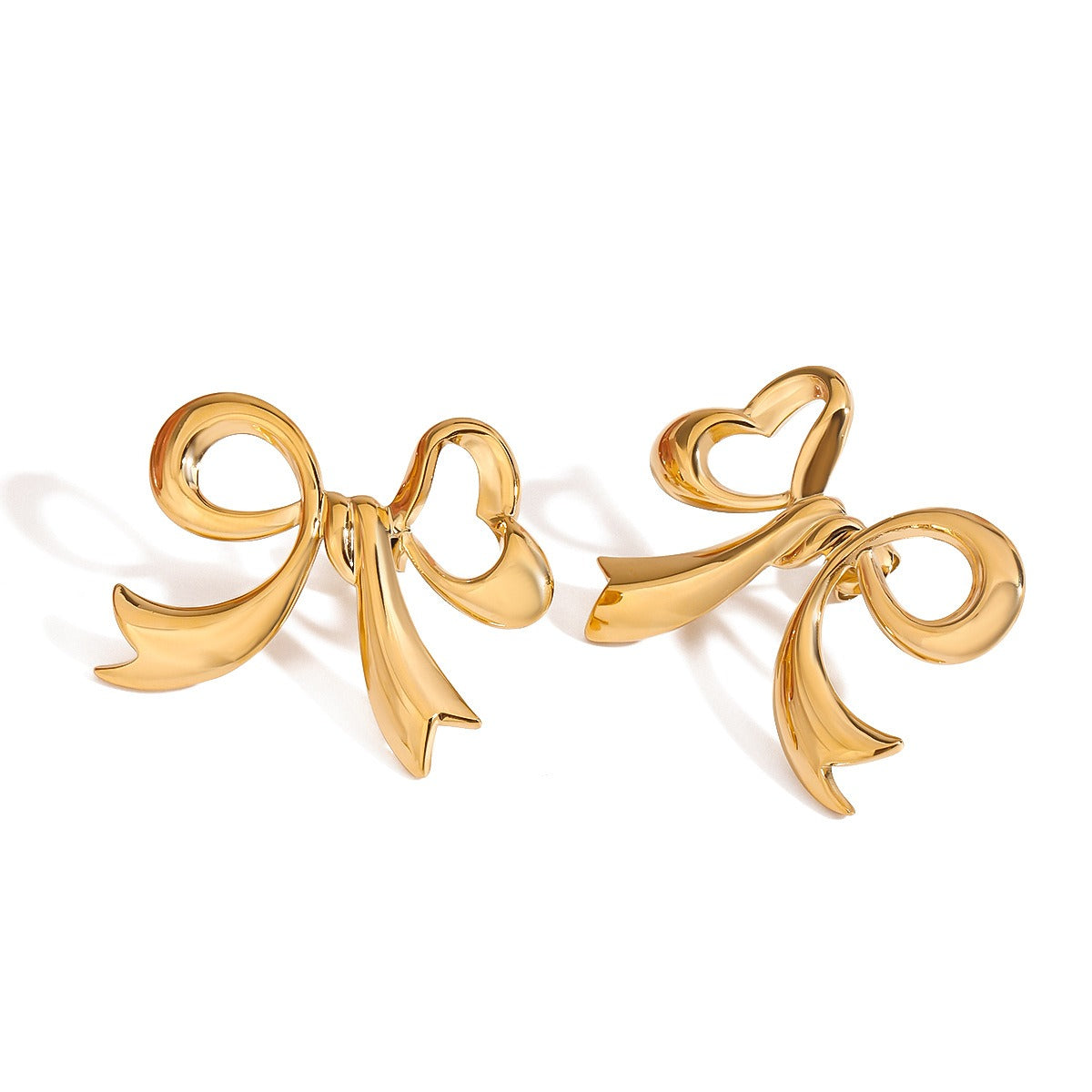 18k gold bow design exquisite and noble earrings