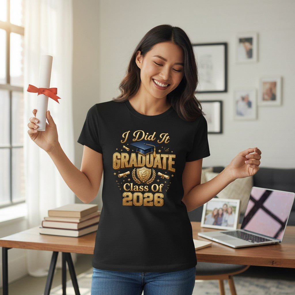 Class Of 2026 Graduate Graphic T-Shirt Cotton Unisex Commemorative Wear