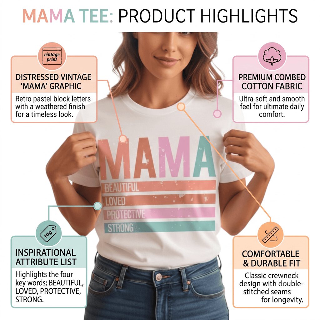 Classic Mama Shirt 100% Cotton Short Sleeve Casual Aesthetic Mom Top
