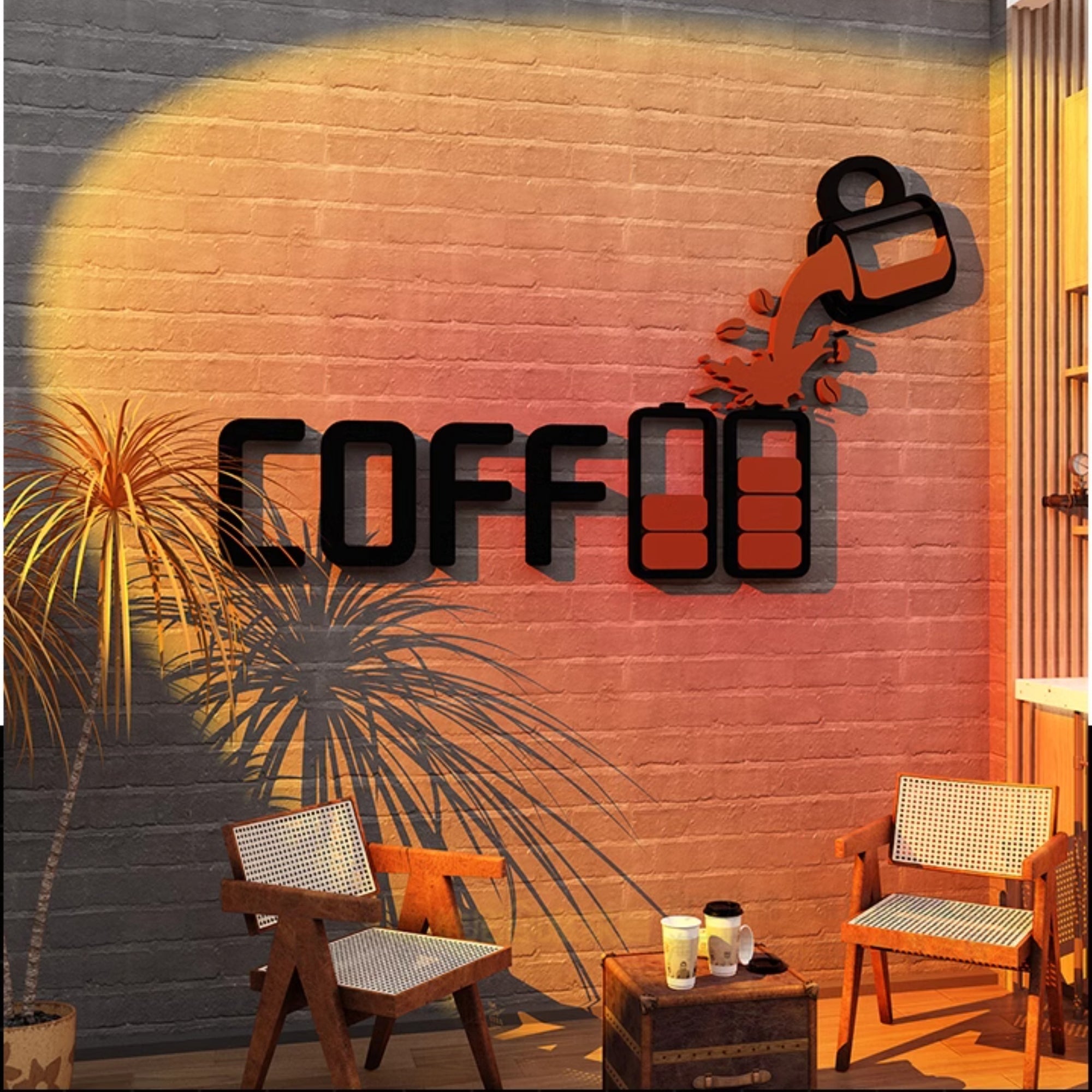 Coffee Shop Wall Decor – Self-Adhesive Acrylic Art for Business