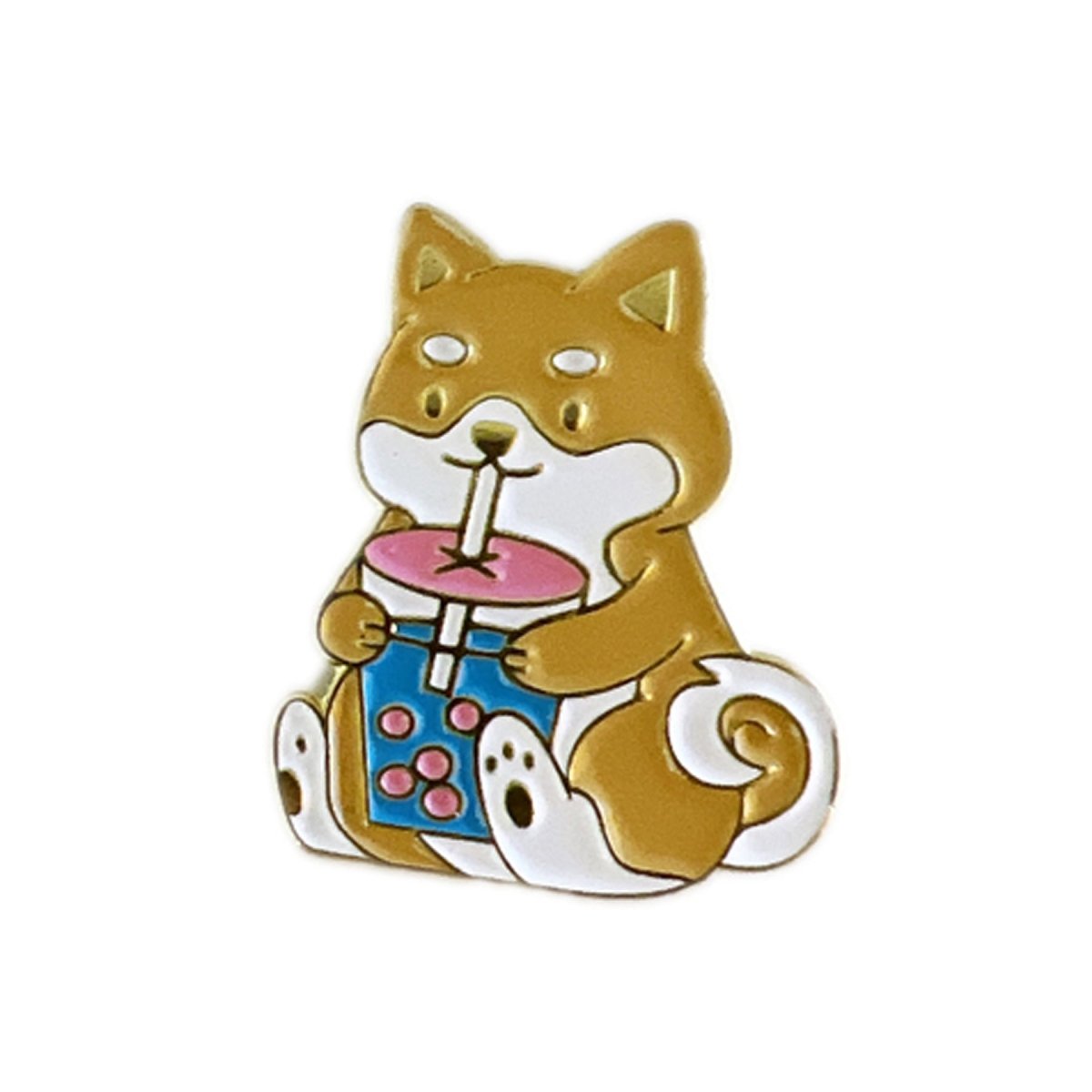 Corgi Drinking Boba Enamel Pin – Cute Dog and Bubble Tea Gift