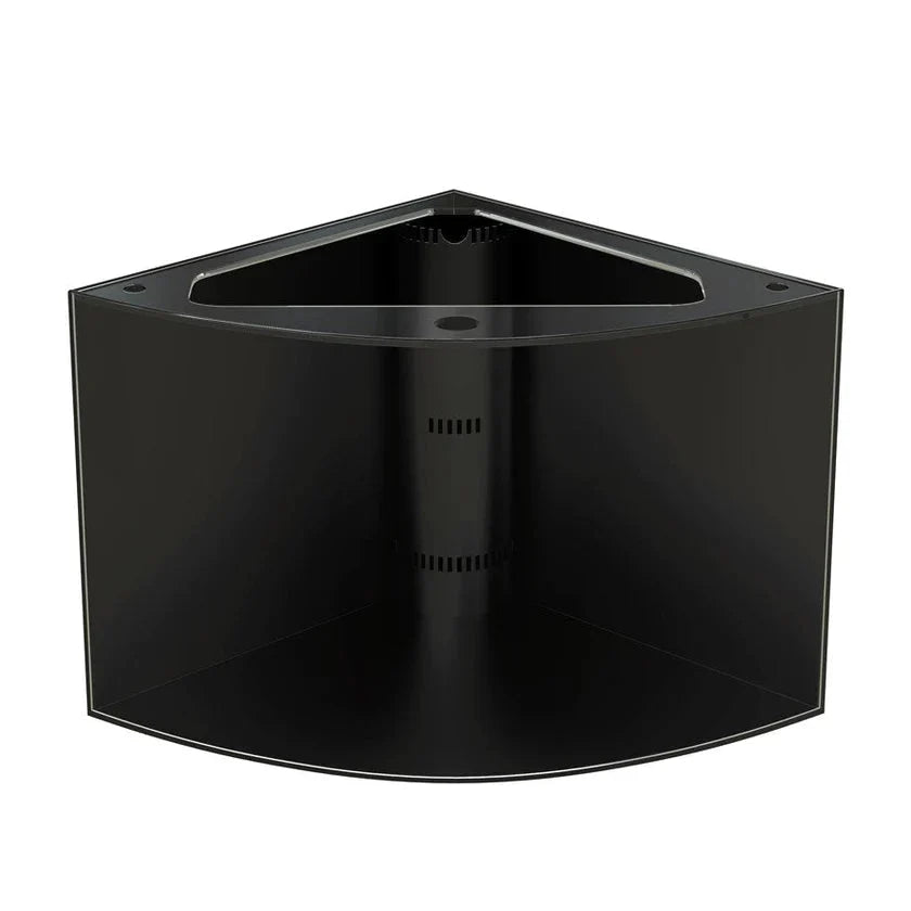 Abyss Black 90g Corner 1/4 Cylinder Glass Aquarium Set in Flush Wood Furniture
