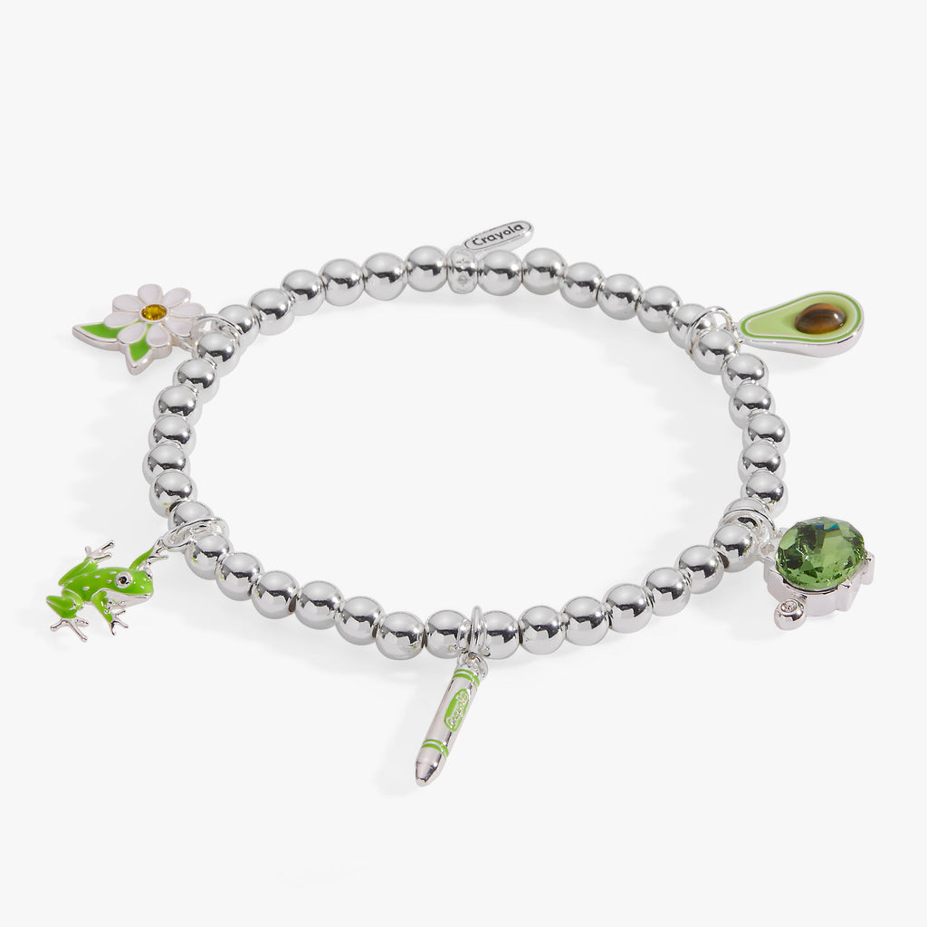 Crayola Fan Favorites Forest Green Charm Stretch Bracelet
