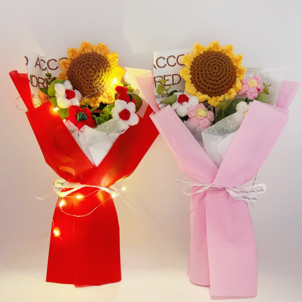 Sunflower Crochet Flower Bouquet Warm Decorative Gift Any Occasion