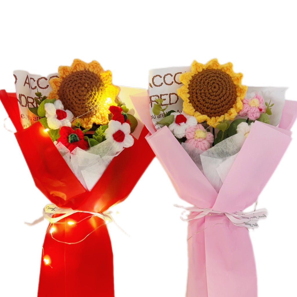 Sunflower Crochet Flower Bouquet Warm Decorative Gift Any Occasion