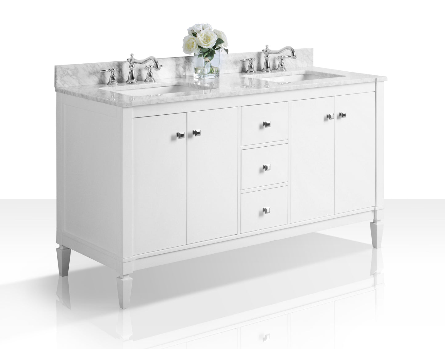 Kayleigh Bathroom Vanity with Sink and Carrara White Marble Top Cabinet Set