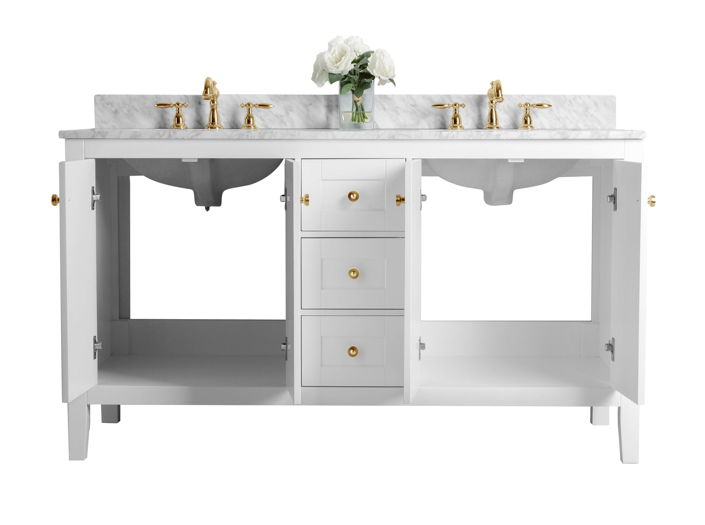 Maili Bathroom Vanity with Sink and Carrara White Marble Top Cabinet Set
