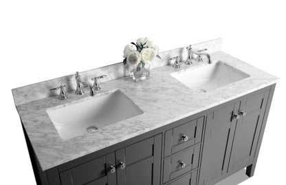 Maili Bathroom Vanity with Sink and Carrara White Marble Top Cabinet Set