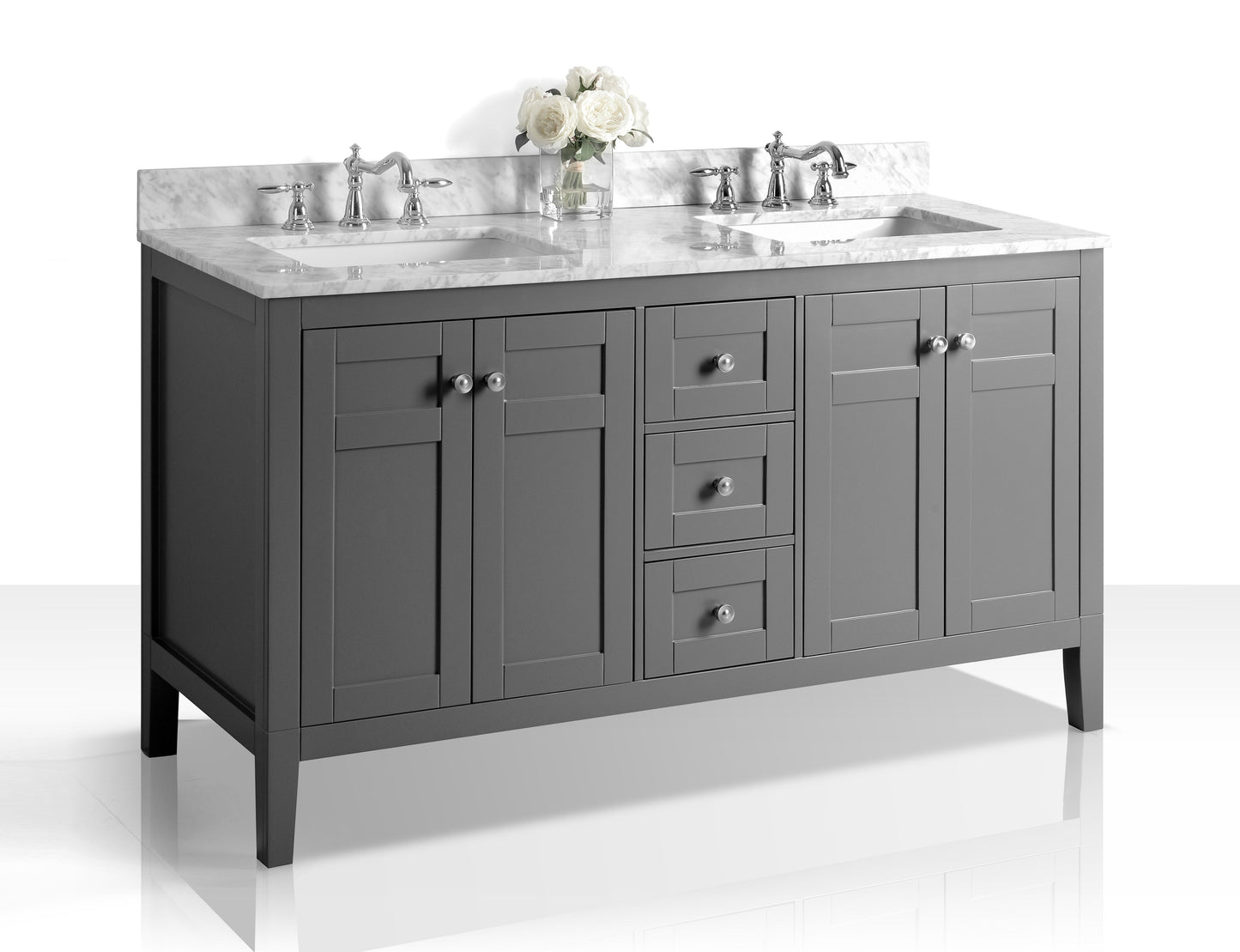 Maili Bathroom Vanity with Sink and Carrara White Marble Top Cabinet Set