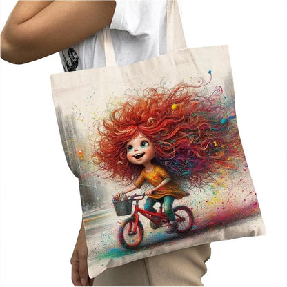 Cute Cartoon Girl Shopper Bags
