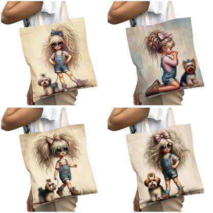 Cute Cartoon Girl Shopper Bags